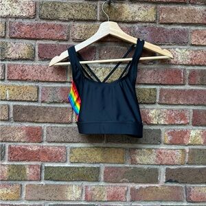 HK Black Athletic Pride Crop Top